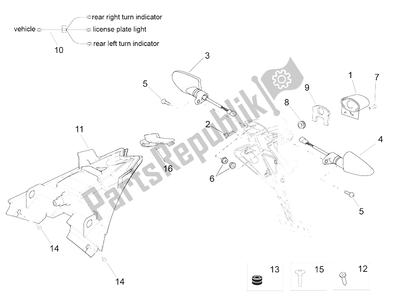 All parts for the Rear Lights of the Aprilia RSV4 Racing Factory L E USA 1000 2016