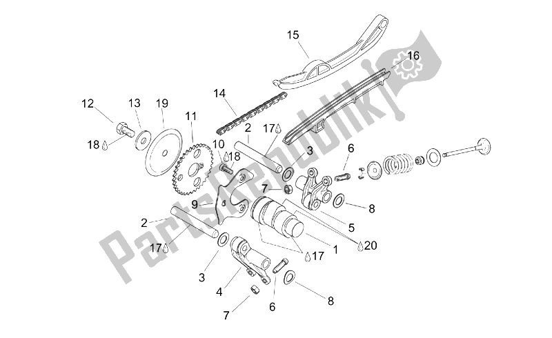 Alle Teile für das Ventilsteuerung des Aprilia Scarabeo 125 150 200 ENG Rotax 1999