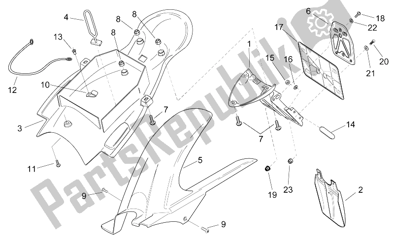 All parts for the Rear Body Ii of the Aprilia RS 50 1999