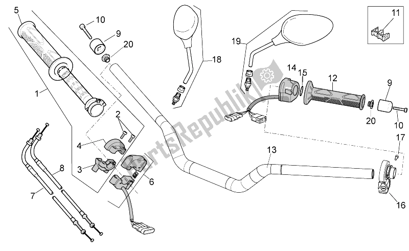 Tutte le parti per il Manubrio - Comandi del Aprilia Tuono 1000 V4 R Aprc ABS 2014