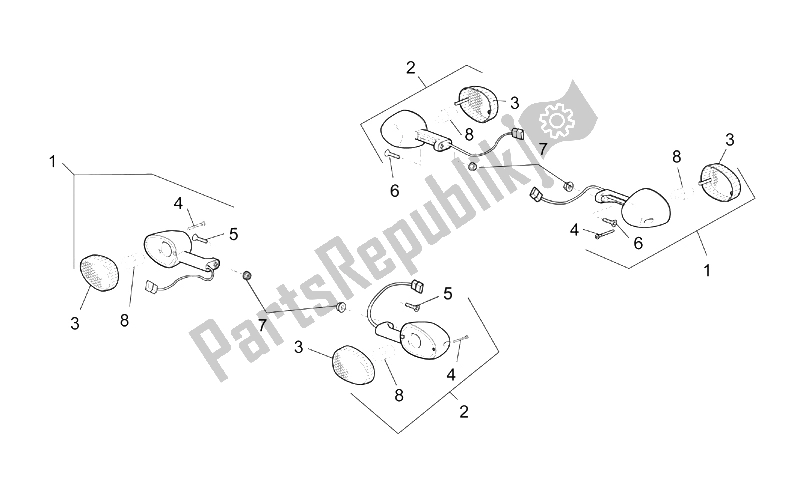 All parts for the Turn Indicators of the Aprilia RSV Mille 1000 2003