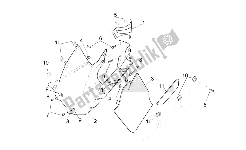 Tutte le parti per il Corpo Centrale - Carenature Rh del Aprilia RSV Mille 1000 2003