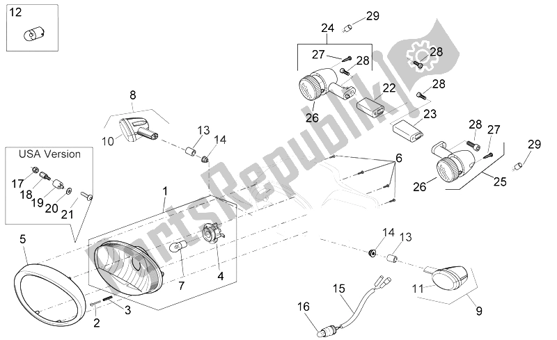 Tutte le parti per il Luci Anteriori del Aprilia Scarabeo 100 4T E3 2006