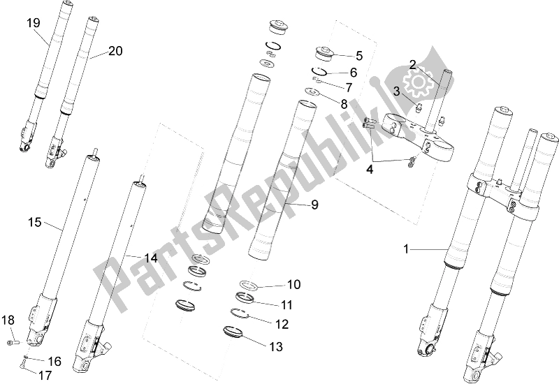 Alle Teile für das Vordergabel Ming Xing des Aprilia RS4 125 4T 2011