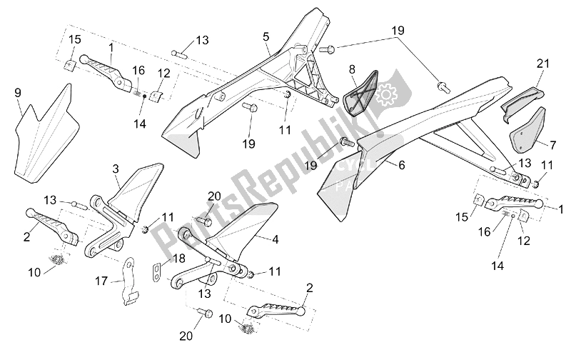 All parts for the Foot Rests of the Aprilia RST 1000 Futura 2001