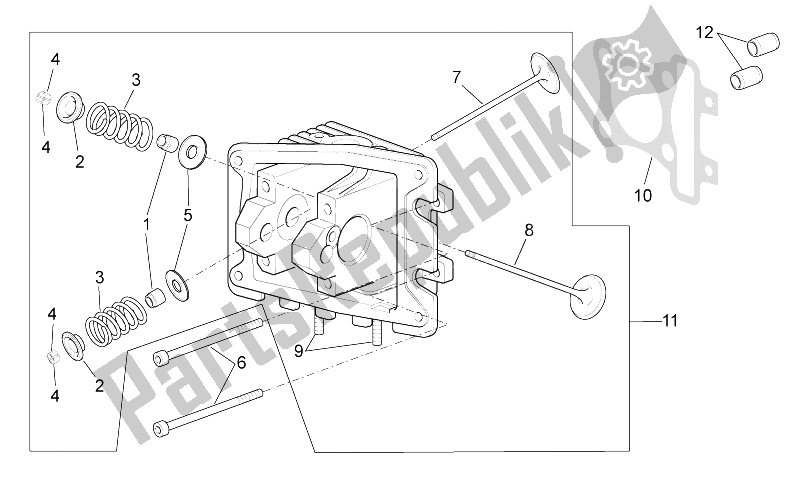 All parts for the Cylinder Head - Valves of the Aprilia Scarabeo 100 4T E3 NET 2010