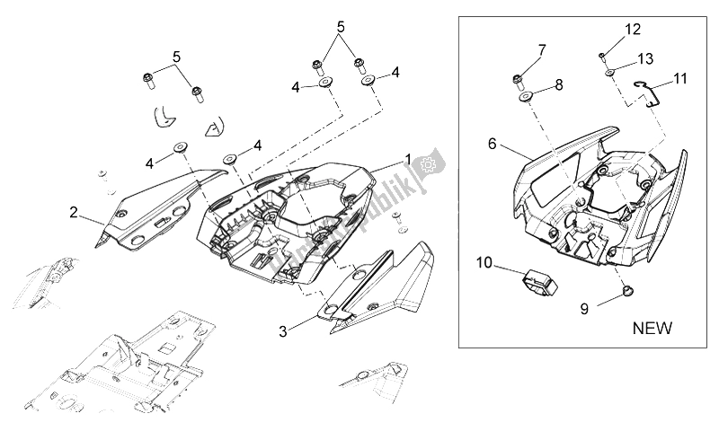 Alle Teile für das Hinterer Körper Ii des Aprilia Shiver 750 GT 2009