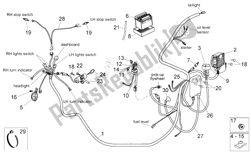 Toutes les pièces pour le Système électrique du Aprilia Mojito Custom 50 2T ENG Piaggio 2004