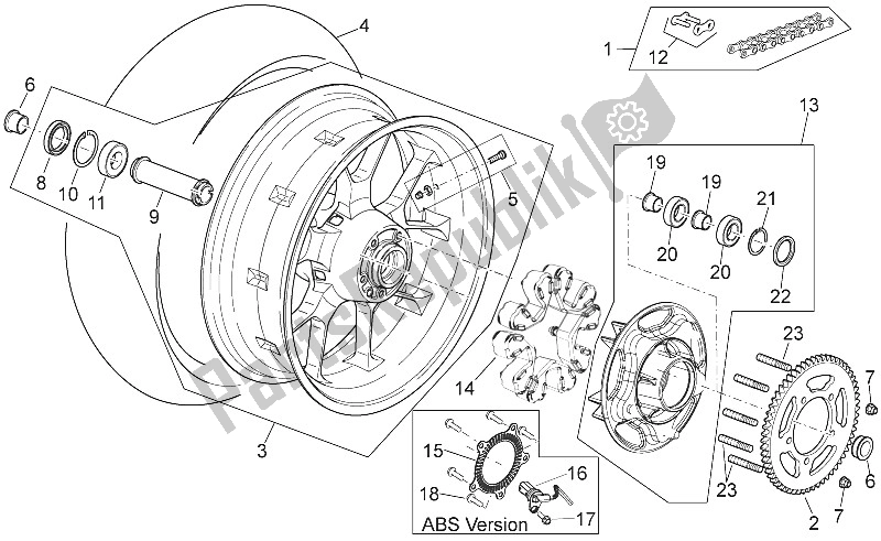 Tutte le parti per il Ruota Posteriore del Aprilia Shiver 750 EU 2010