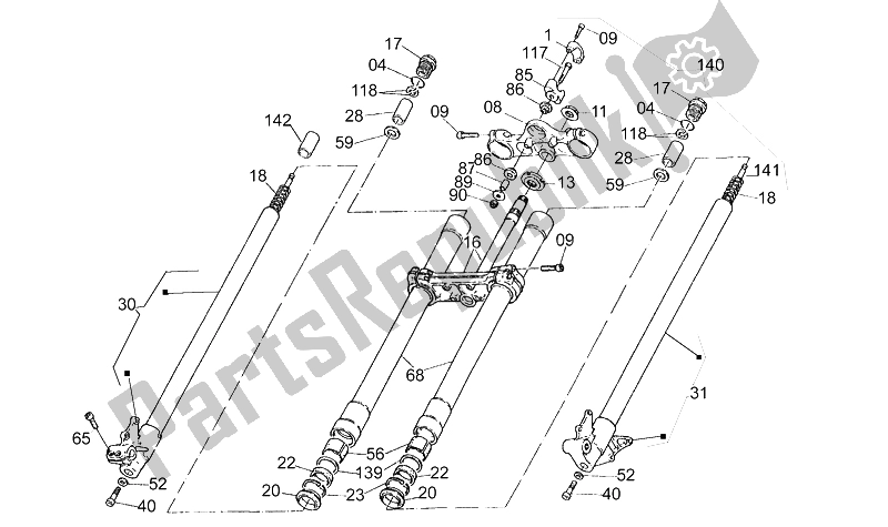 Toutes les pièces pour le Fourche Avant R / S du Aprilia Pegaso 650 1992