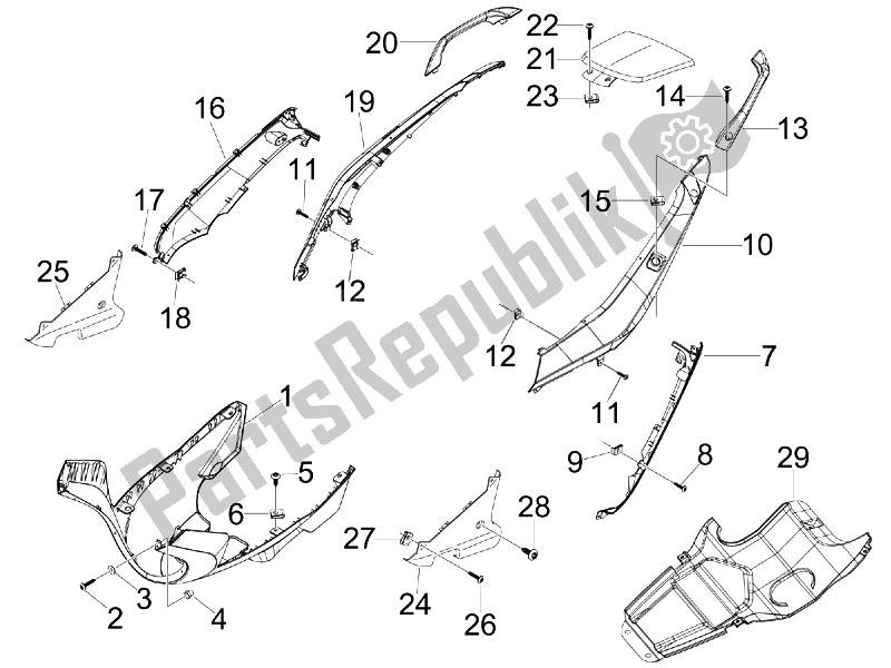 Alle Teile für das Seitenabdeckung - Spoiler des Aprilia SR 300 MAX 2011