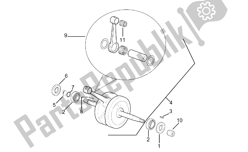 All parts for the Drive Shaft of the Aprilia RX 50 Racing 2003