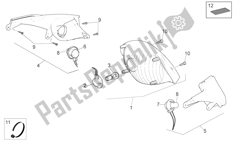 All parts for the Rear Lights of the Aprilia Scarabeo 400 492 500 Light 2006