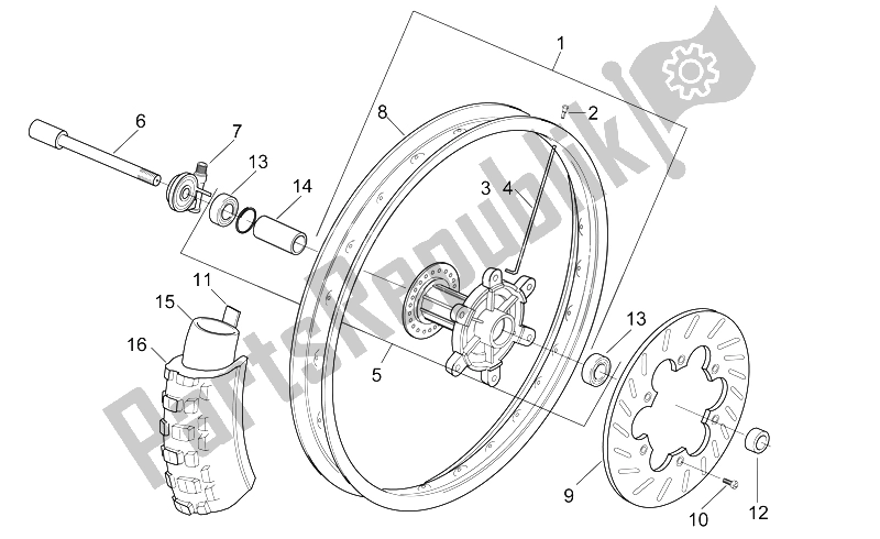 Todas las partes para Rueda Delantera - Enduro de Aprilia MX 50 2002