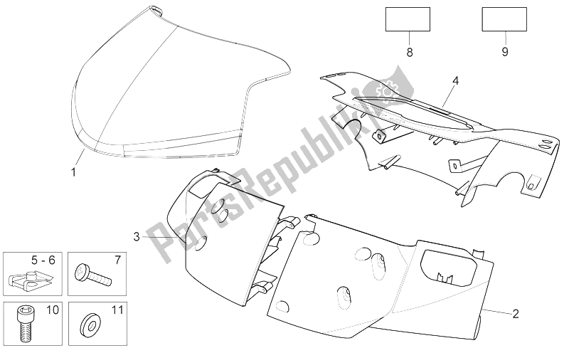 All parts for the Front Body - Front Fairing of the Aprilia Sport City 125 200 250 E3 2006