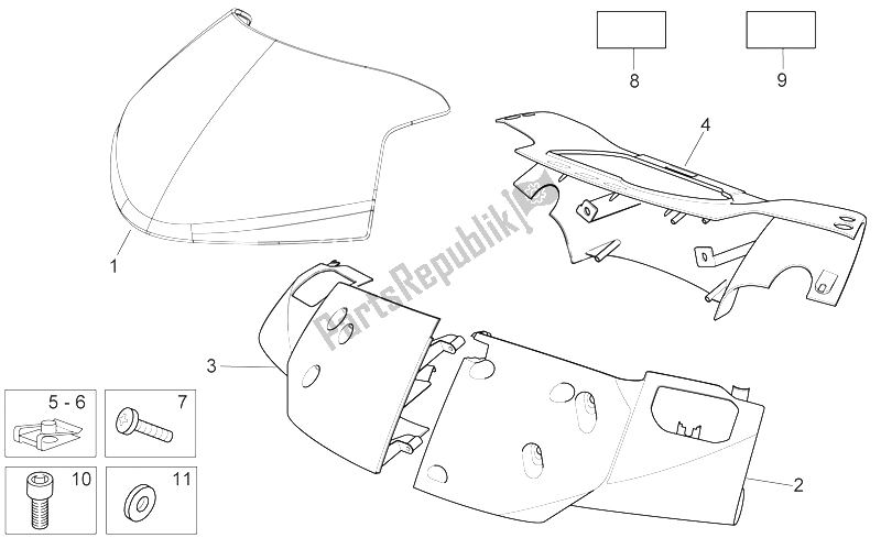 All parts for the Front Body - Front Fairing of the Aprilia Sport City 125 200 250 E3 2006