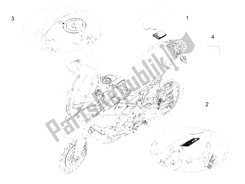 All parts for the Plate Set / Various of the Aprilia Caponord 1200 Rally 2015