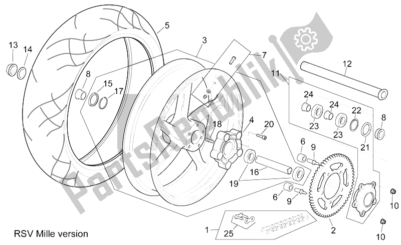 Wszystkie części do Tylne Ko? O Rsv Mille Wersja Aprilia RSV Mille 1000 2000