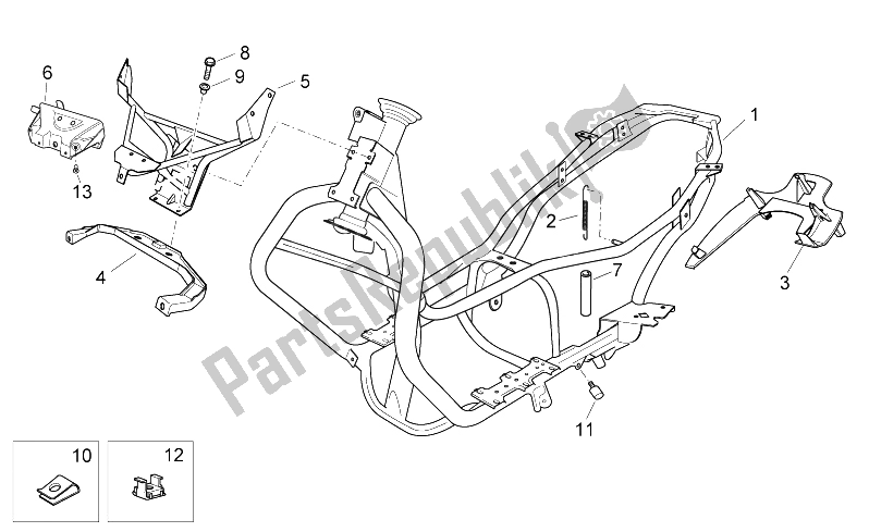 All parts for the Frame of the Aprilia Atlantic 300 2010