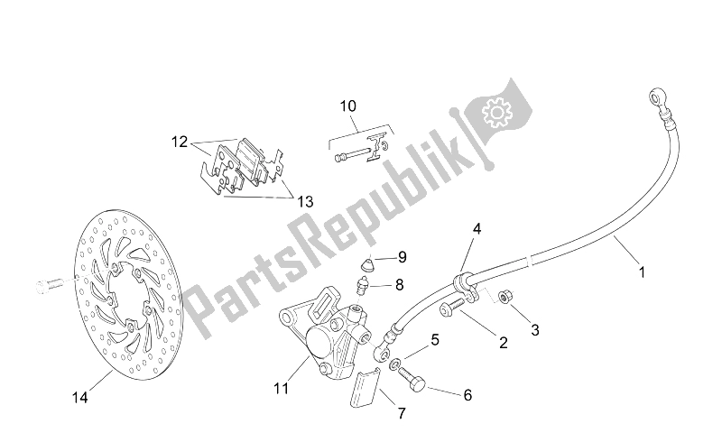 Tutte le parti per il Pinza Freno Anteriore del Aprilia Scarabeo 50 2T E2 ENG Piaggio 2005