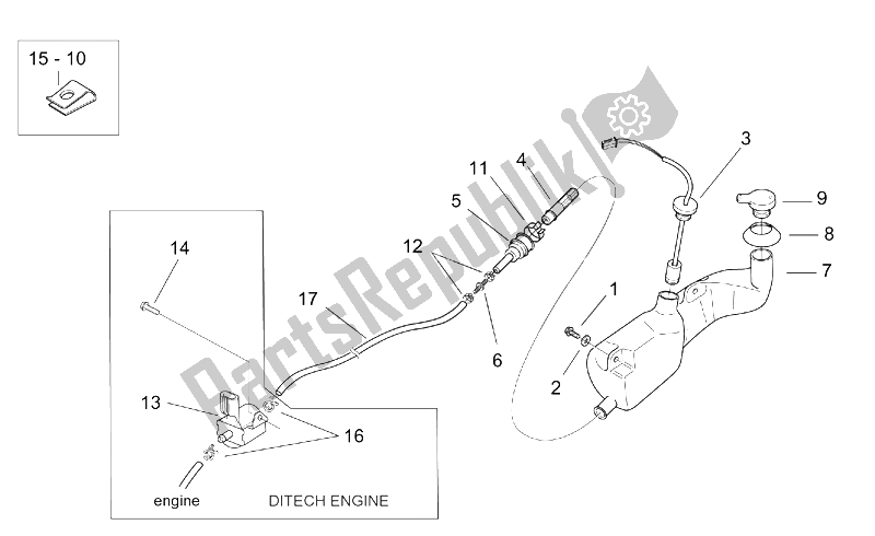 All parts for the Oil Tank of the Aprilia SR 50 H2O Ditech Carb 2000