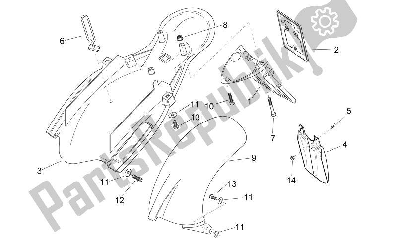 All parts for the Rear Body Ii of the Aprilia RS 125 1999