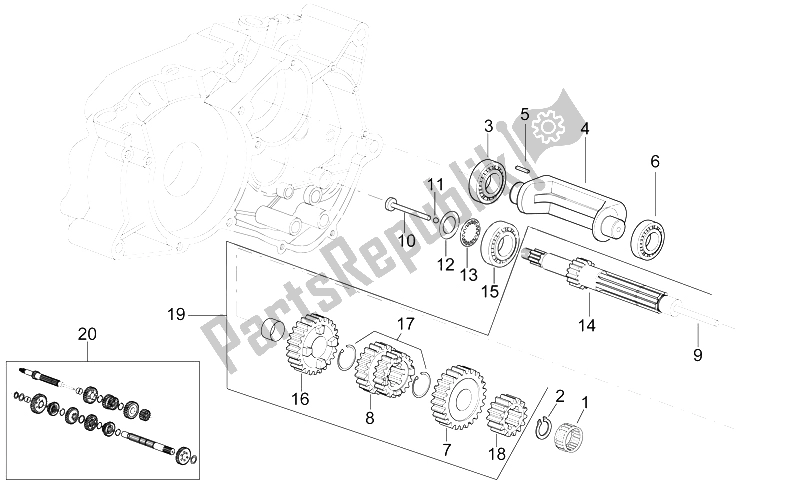 All parts for the Primary Gear Shaft of the Aprilia RS 50 1999