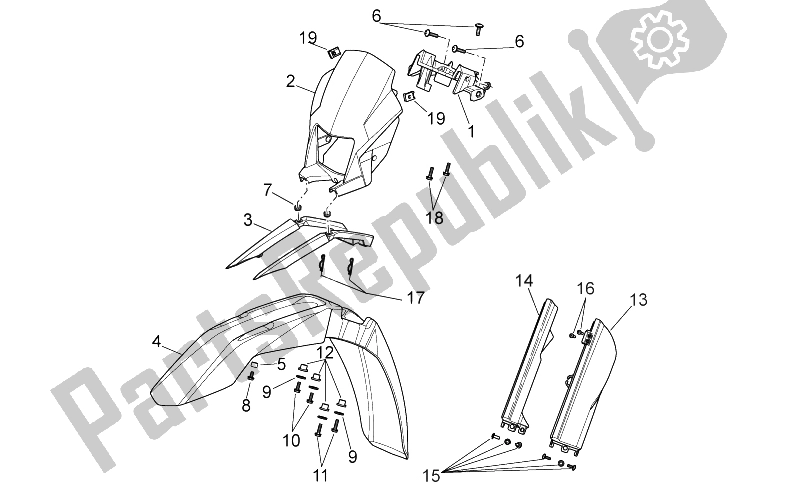 Todas as partes de Corpo Frontal Eu do Aprilia RXV 450 550 2009