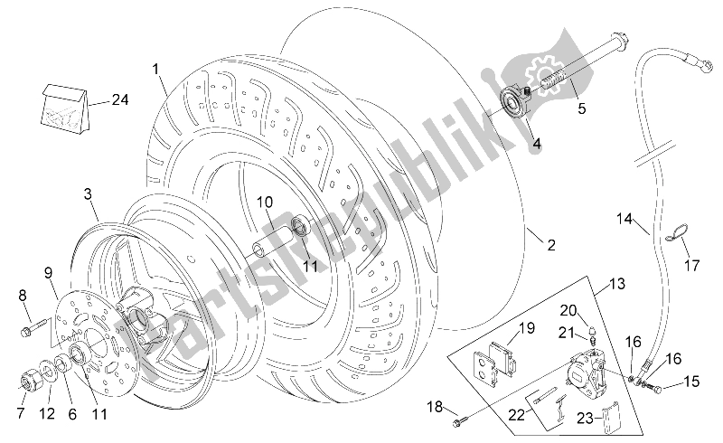 Toutes les pièces pour le Roue Avant du Aprilia Sonic 50 H2O 1998