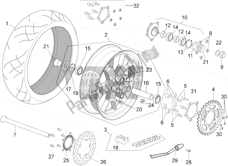 Alle onderdelen voor de Achterwiel van de Aprilia RSV4 Racing Factory L E USA 1000 2016