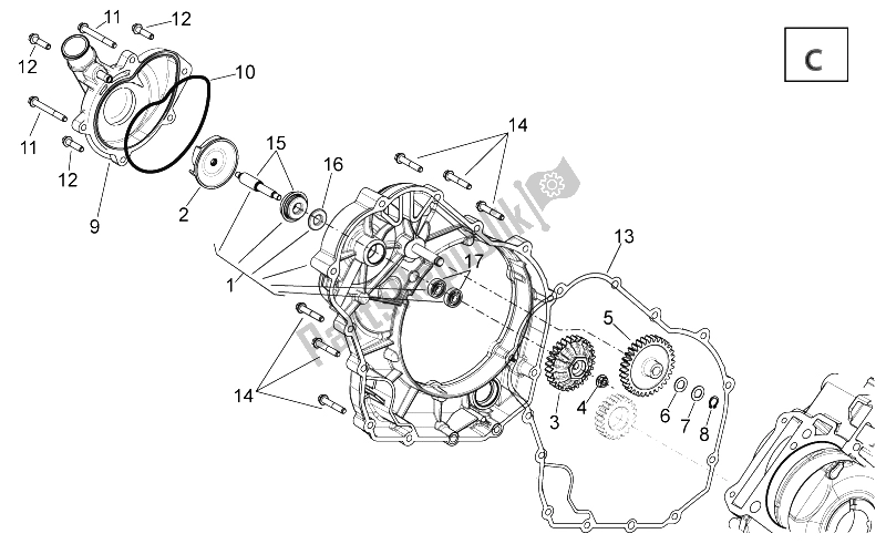 All parts for the Water Pump of the Aprilia Shiver 750 2007