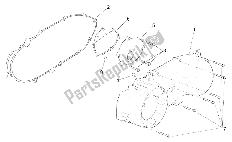 Toutes les pièces pour le Couvercle Latéral D'embrayage du Aprilia Leonardo 250 ENG Yamaha 1999