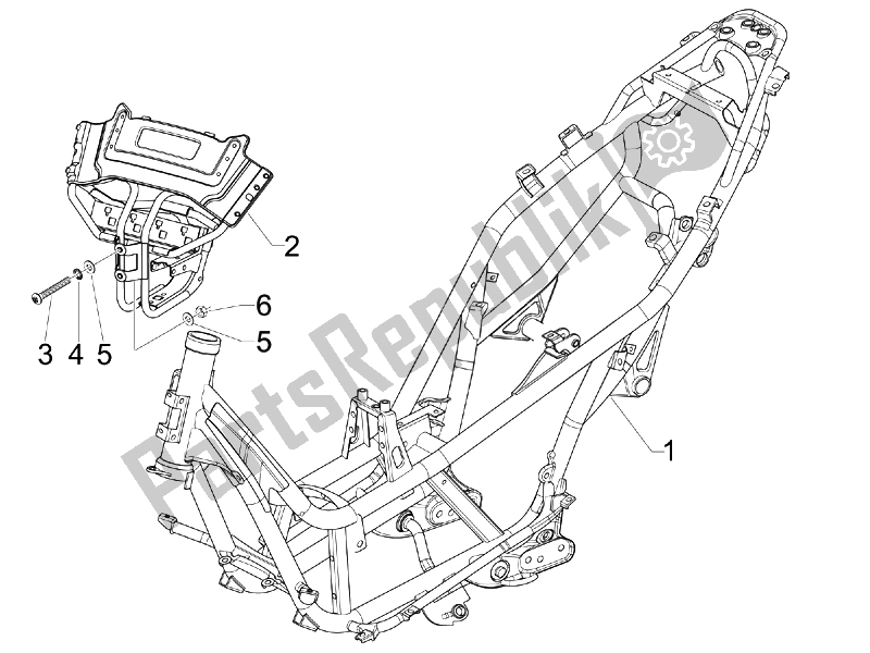 Alle onderdelen voor de Frame / Carrosserie van de Aprilia SR MAX 125 2011