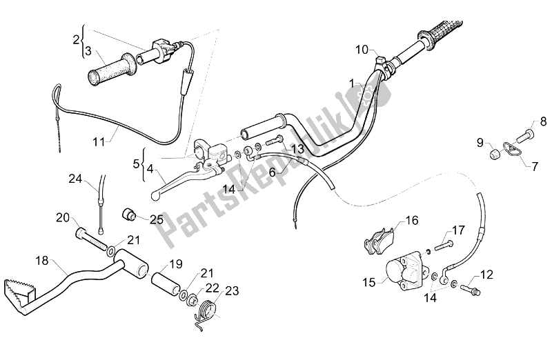 All parts for the Handlebar Cpl.-rr. Brake Lever of the Aprilia Mini RX Experience 50 2003