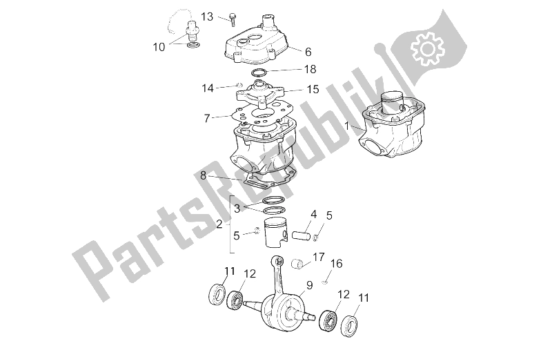 All parts for the Cylinder - Piston of the Aprilia RS 50 2006