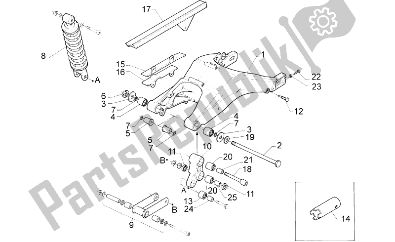 Alle Teile für das Hinterer Stoßdämpfer des Aprilia RS 125 ENG 122 CC 1996