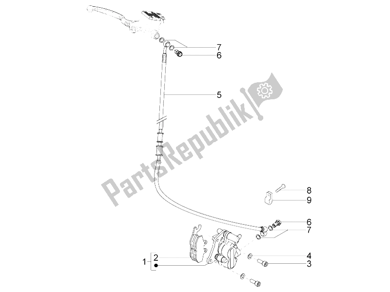 Alle Teile für das Bremsleitungen - Bremssättel des Aprilia SR Motard 125 4T E3 2012