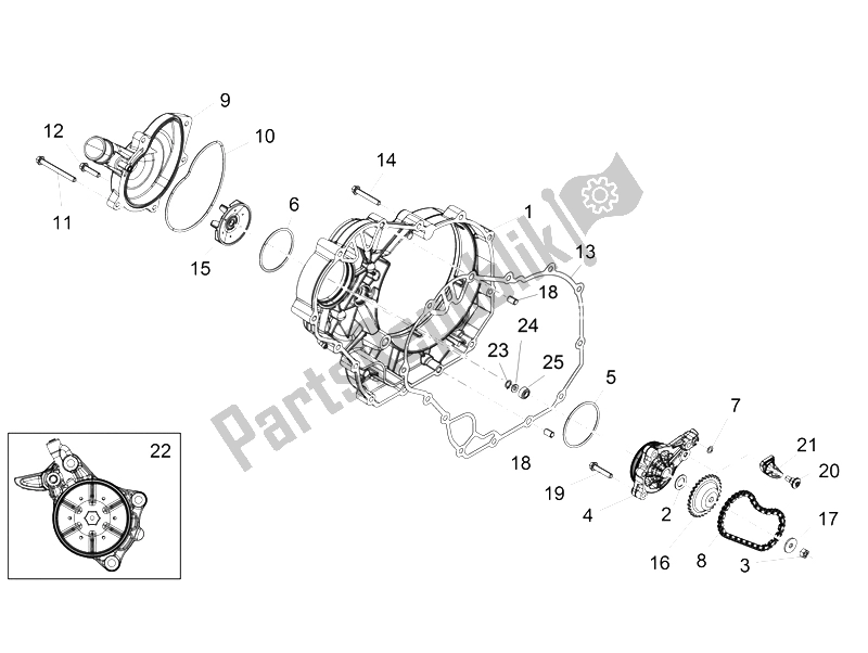 Toutes les pièces pour le Pompe à Eau du Aprilia Caponord 1200 Carabinieri 2015