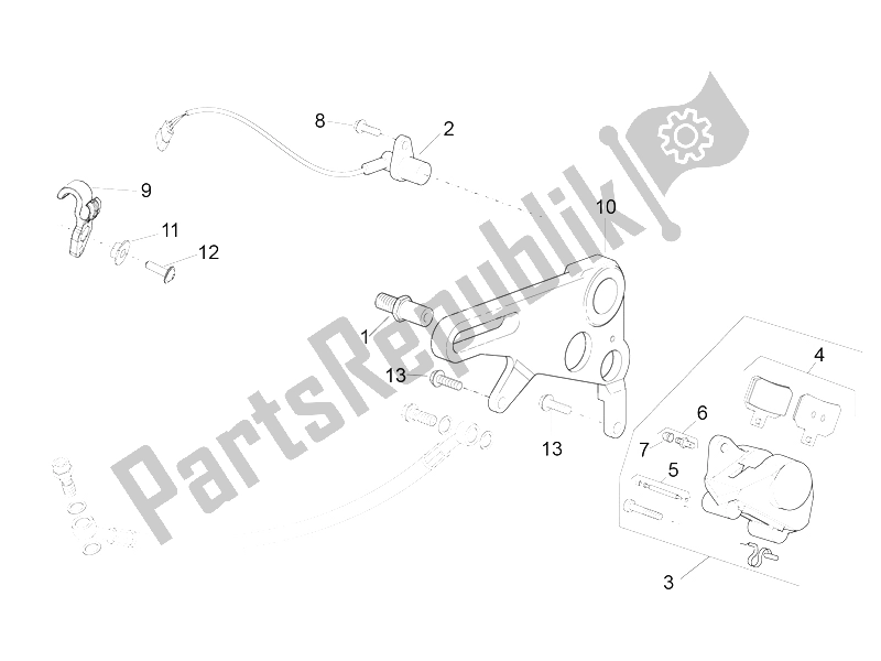 Alle onderdelen voor de Hinterradbremszange van de Aprilia RSV4 RR 1000 2015