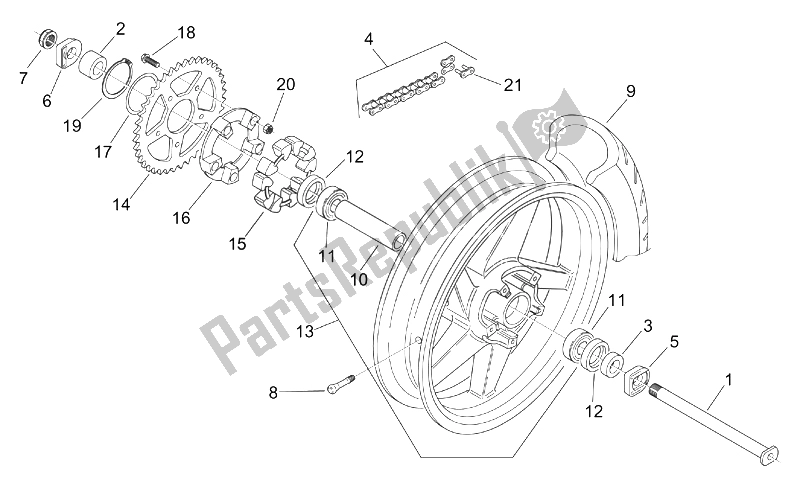 Todas as partes de Roda Traseira do Aprilia RS 125 Tuono 2003