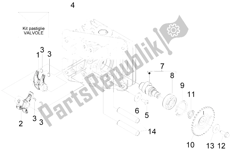 Toutes les pièces pour le Commande De Soupape du Aprilia Scarabeo 50 4T 4V NET 2010