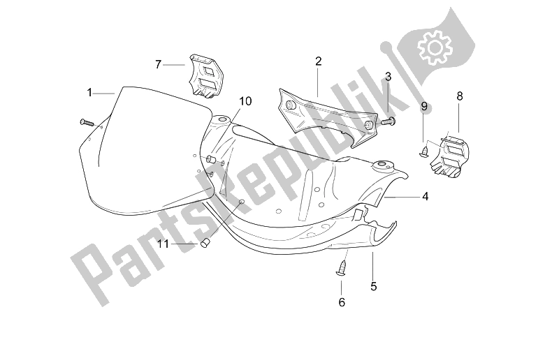 All parts for the Front Body I of the Aprilia SR 50 AIR WWW 1997