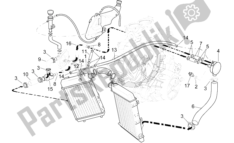 All parts for the Cooling System of the Aprilia RSV Mille 1000 2000