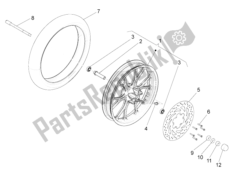All parts for the Front Wheel of the Aprilia RS4 125 4T 2014