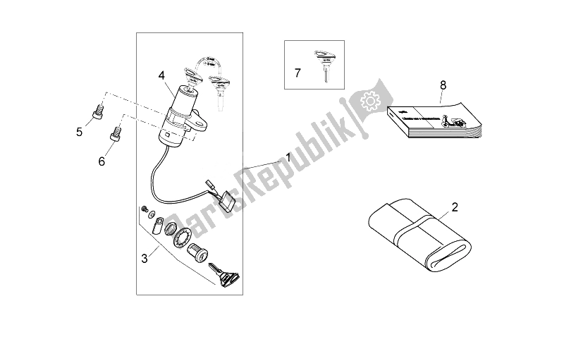 Todas las partes para Kit De Hardware De Bloqueo de Aprilia RX SX 125 2008