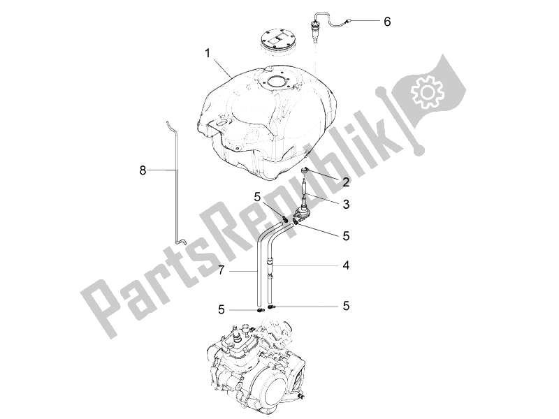 All parts for the Fuel Tank of the Aprilia RS4 50 2T 2011