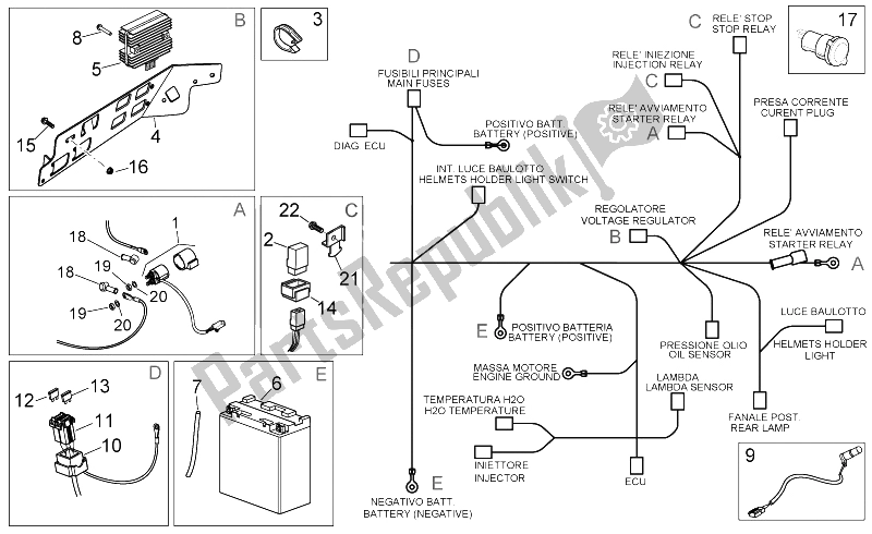 All parts for the Rear Electrical System Ii of the Aprilia Atlantic 125 250 2006