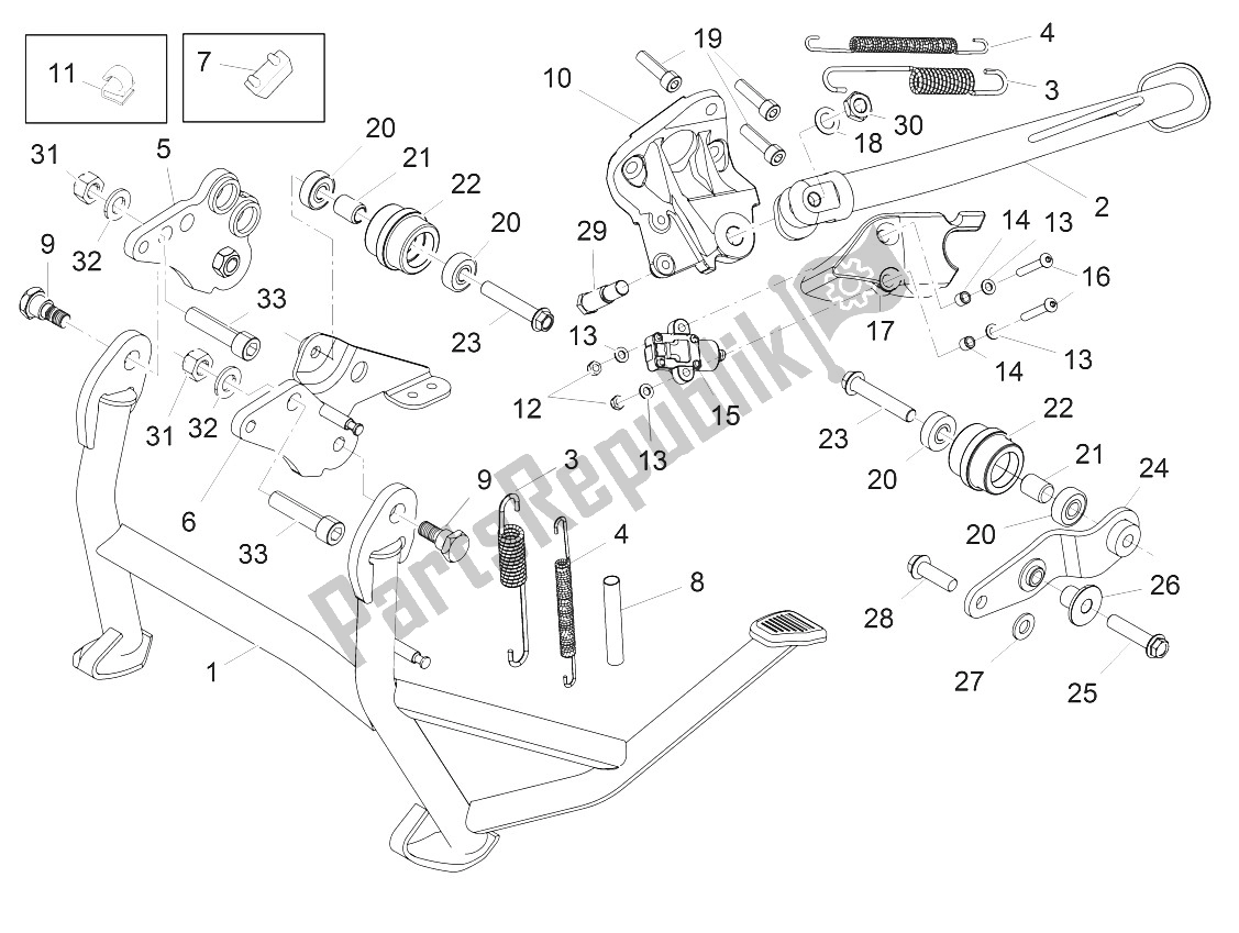 Toutes les pièces pour le Béquille Centrale du Aprilia Caponord 1200 EU 2013