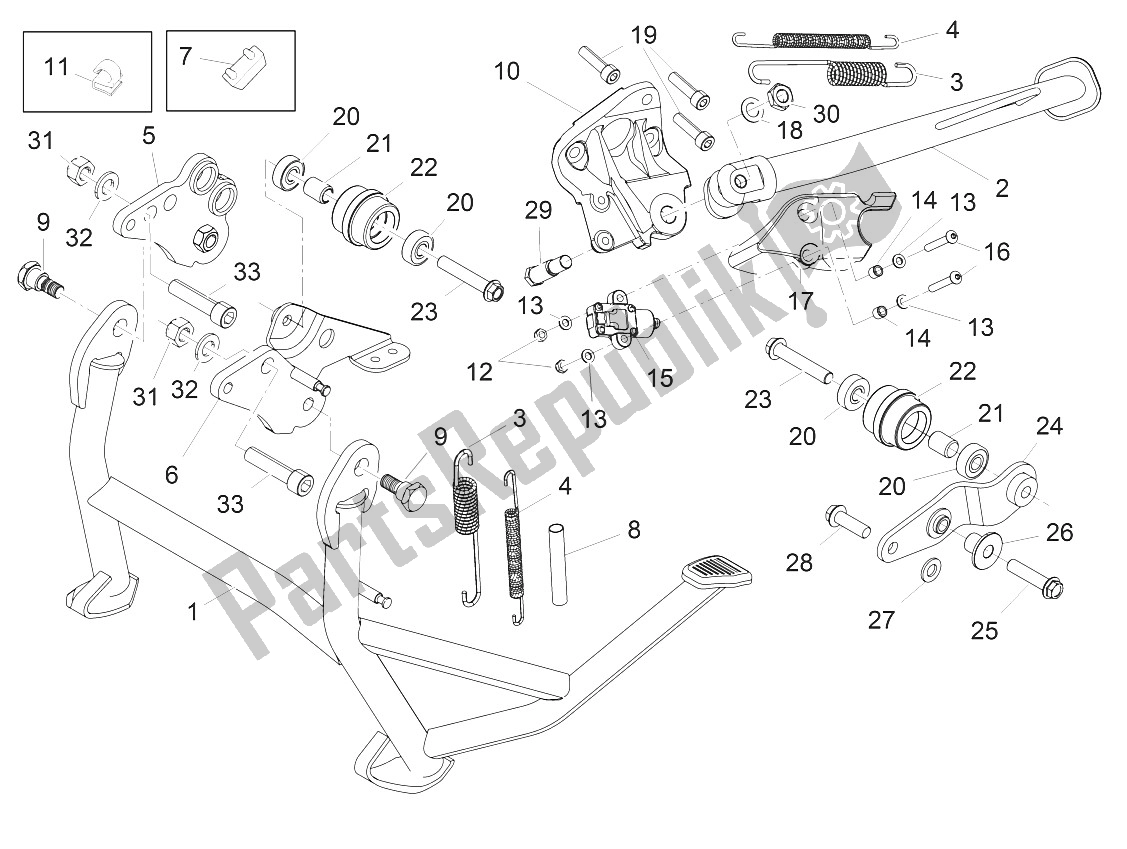 Todas as partes de Suporte Central do Aprilia Caponord 1200 USA 2015