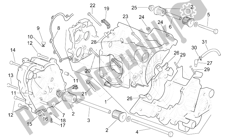 All parts for the Crankcase of the Aprilia RS 250 1998